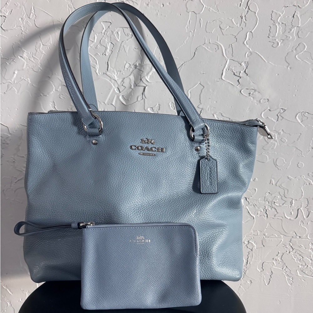 Coach Bay Sky Blue Tote and Wristlet Set
